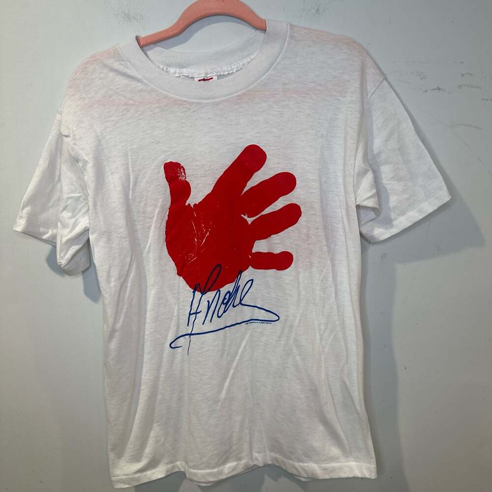 Vintage 1987 Andre the Giant Handprint and footprint T-Shirt LARGE